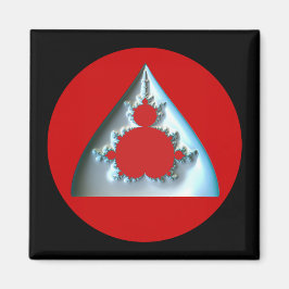 Gradient Silver Mandelbrot im roten Kreis Magnet