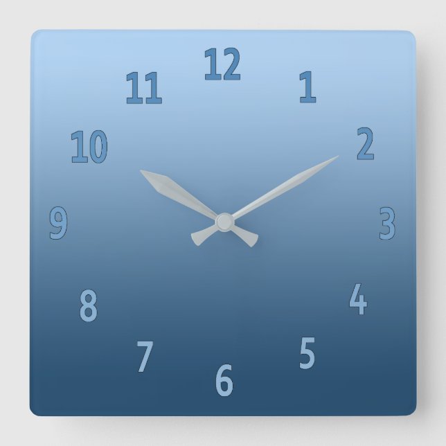 Gradient Simple Colorful Blue Quadratische Wanduhr (Vorderseite)