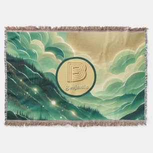 Gradient Smaragd Kelly Grün Glitter Monogrammiert Decke