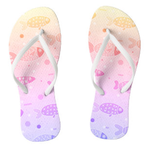Gradient Sunset Fish Muster Modern Flip Flops