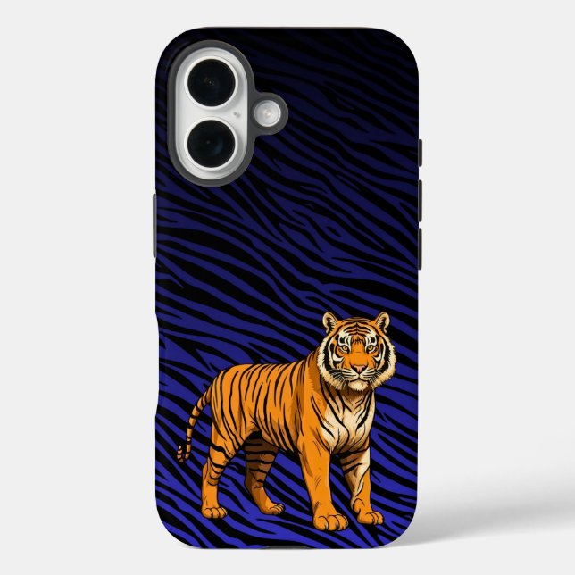 Gradient Tiger Pattern with Tiger  iPhone 16 Hülle (Rückseite)