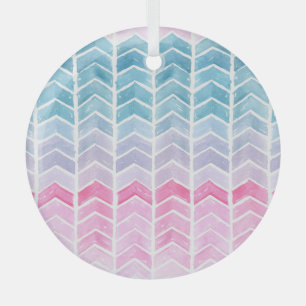 Gradient Zickzack: Watercolor Herringbone-Muster. Ornament Aus Glas