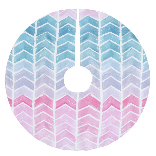 Gradient Zickzack: Watercolor Herringbone-Muster. Polyester Weihnachtsbaumdecke (Vorderseite)
