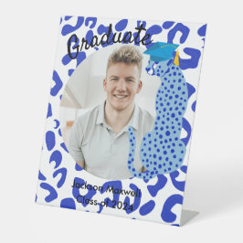Gradion Foto Blue Leopard Pedestal Sign Sockelschild