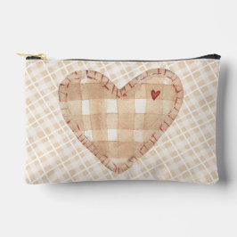 Gradschottisches Muster Big heart Brown beige Zubehörtasche