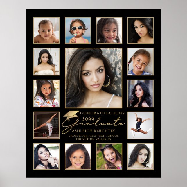 Graduate 15 Foto Collage Handgeschriebene Script C Poster (Vorne)