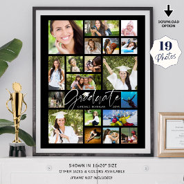 Graduate 19 Foto Collage Script Schwarzes Party Poster