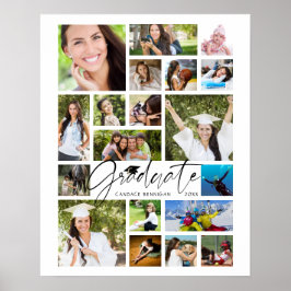Graduate 19 Foto Collage Script weiß Custom Poster