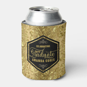 Graduate 2017 Typografy & Gold Floral Damask Dosenkühler