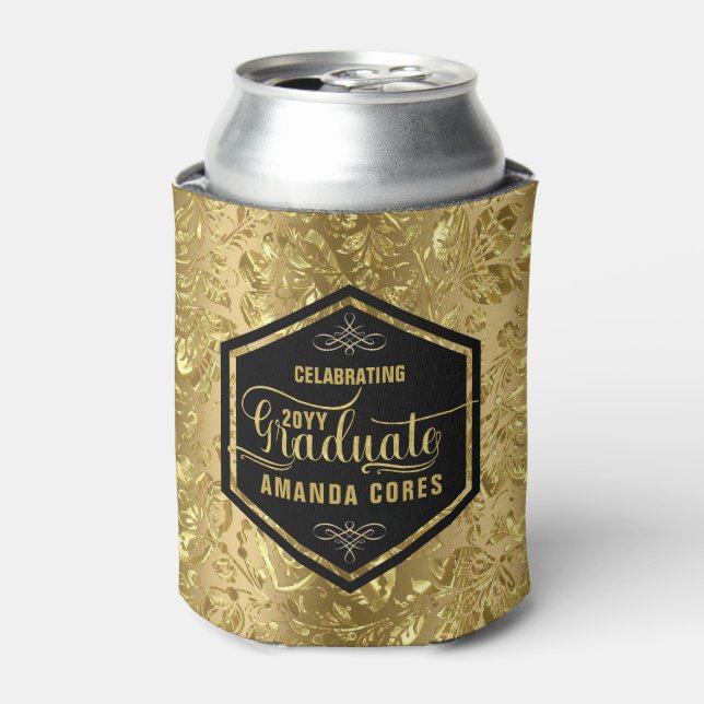 Graduate 2017 Typografy & Gold Floral Damask Dosenkühler (Kanne Vorderseite)