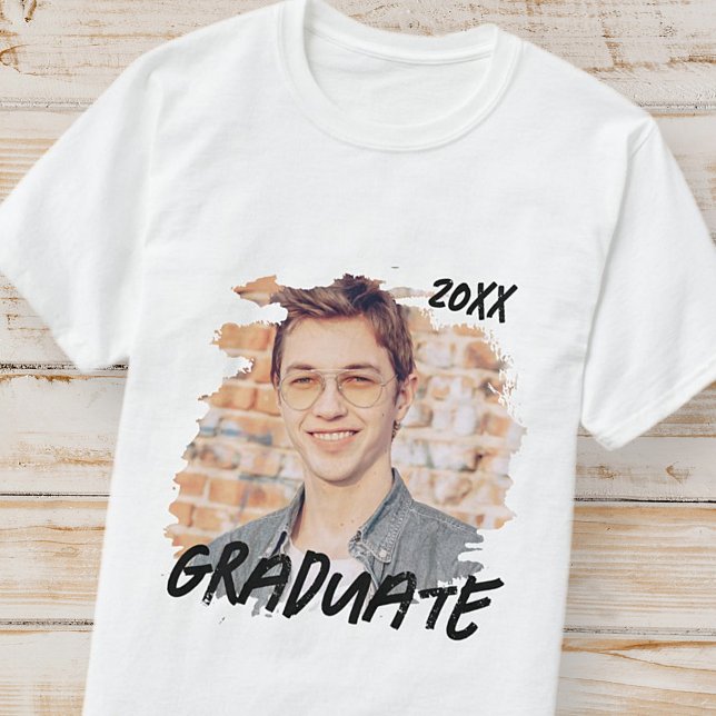 Graduate 20XX Moderner Grunge Foto Abschluss T-Shirt (Von Creator hochgeladen)