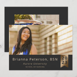 Graduate 2 Foto Black Gold Imitate Foil Sash Ankündigung
