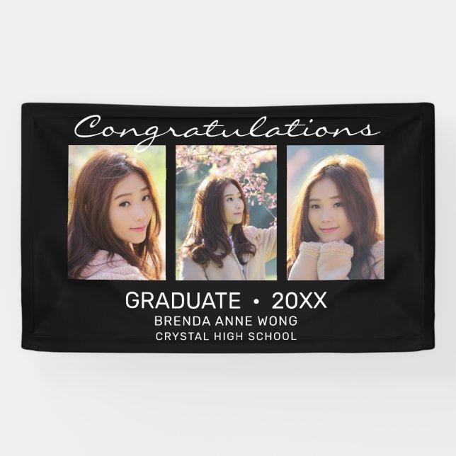 Graduate 3 Foto Collage Weiße Schrift 2023 Banner (Horizontal)