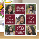 Graduate 5 Foto Collage Burgundy Abschluss Fotoplatte<br><div class="desc">Feiern Sie Ihren Absolventen mit dieser modernen und eleganten Collage Abschluss-Plakette aus Foto. Personalisieren Sie Ihre Fotos mit 5 Ihrer Lieblings-Senior-oder Uni- und personalisieren Sie mit Monogramm Initial, Name, schließ Jahr, High School oder Uni Namen. Inspiration Zitat: "Seien Sie stolz darauf, wie weit Sie gekommen sind, haben Sie Vertrauen, wie...</div>