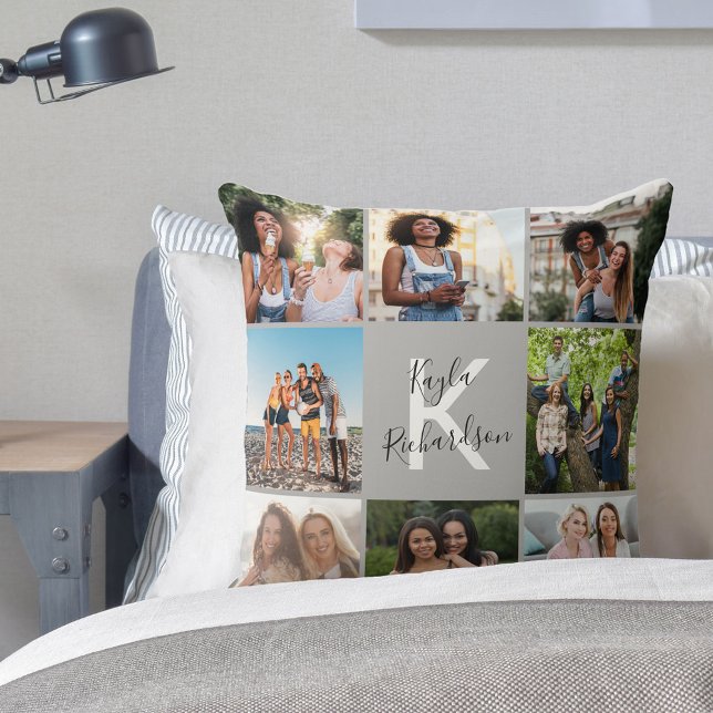 Graduate 8 Foto Collage and Quote Grau Abschluss Kissen (Von Creator hochgeladen)
