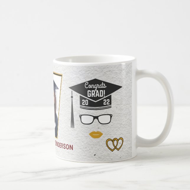 Graduate Abschluss Class 2022 Foto Glückwunsch Kaffeetasse (Rechts)