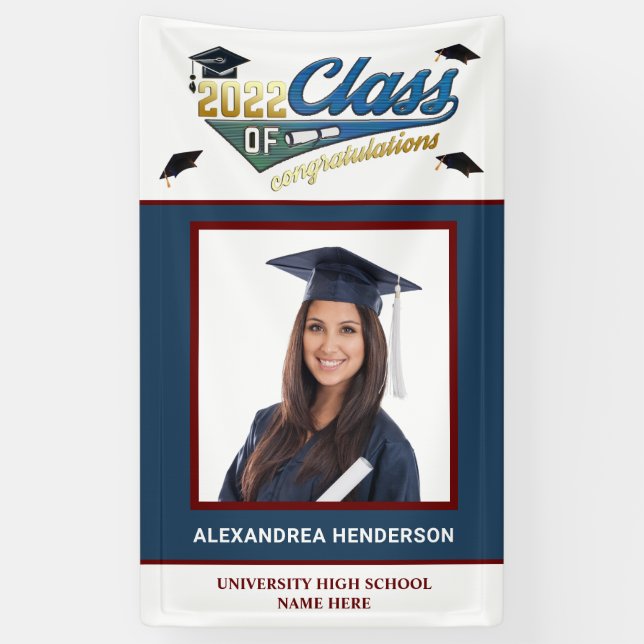 Graduate Abschluss Class Foto Herzlichen Glückwuns Banner (Vertikal)