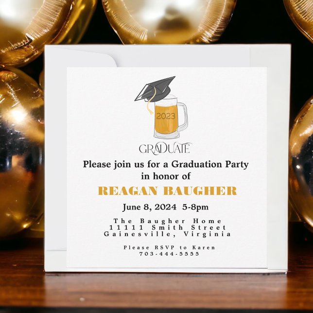 Graduate Abschluss Grad Cap Beer Einladung (Von Creator hochgeladen)