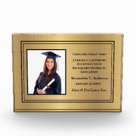 Graduate Abschluss School Gold Award Personalize Fotoblock