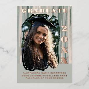 Graduate Ankündigung eines Fotos in grün beige