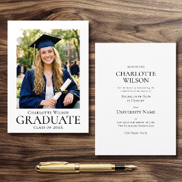 Graduate Announcement Card Photo Formal Simple Ankündigung