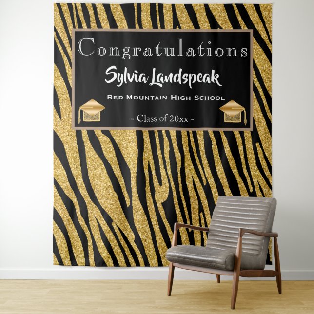 Graduate Backdrop Gold Zebra Streifen Wandteppich (Beispiel)