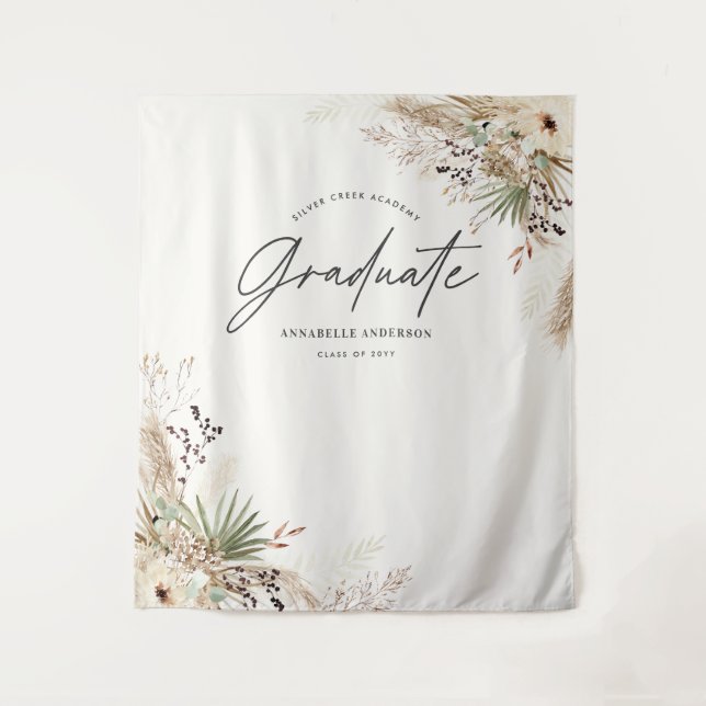 Graduate Bevorzugen pampas eucalyptus elegant mode Wandteppich (Vorderseite)
