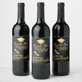 Graduate Black and Gold Vielen Dank Abschluss Weinetikett