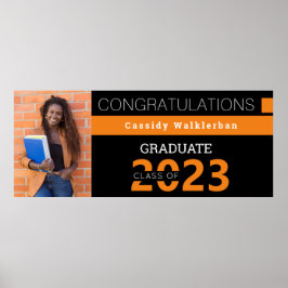 Graduate Black Orange Foto Abschluss Poster