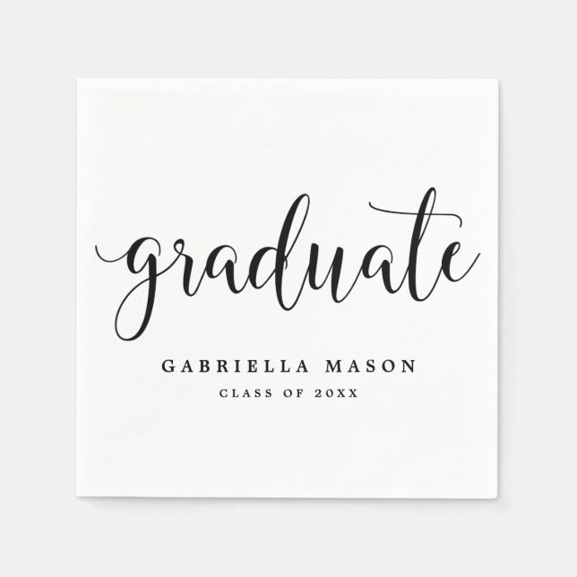 Graduate Black Script | Benutzerdefinierte Hinterg Serviette (Vorderseite)