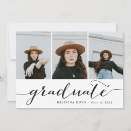 Graduate Black Script Foto Collage | Abschluss Einladung