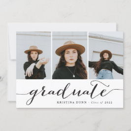 Graduate Black Script Foto Collage | Abschluss Einladung