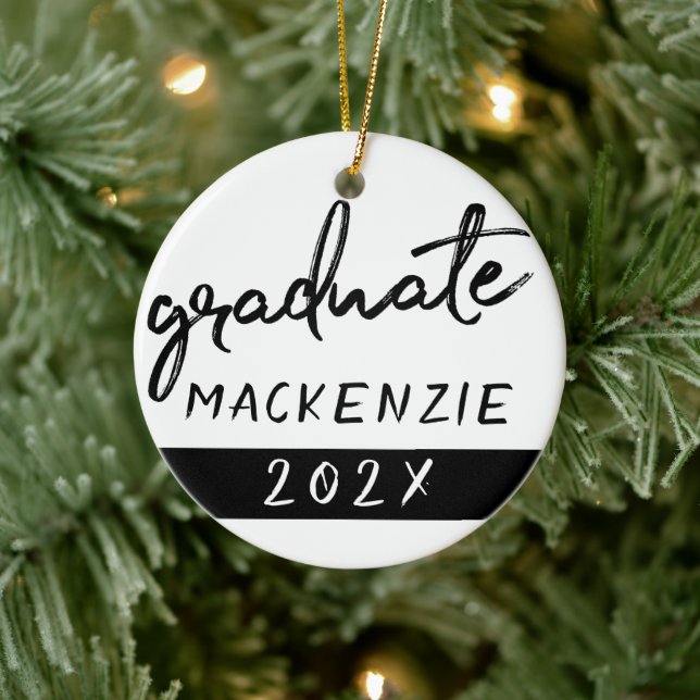 Graduate Black Script | Klassischer Keepake mit de Keramik Ornament (Baum)