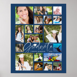 Graduate Blue 19 Foto Collage Script Poster