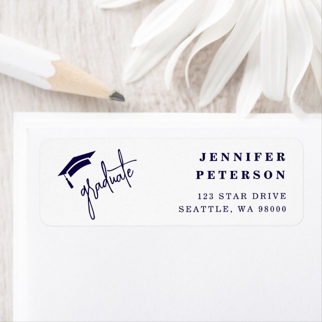 Graduate Blue Graduation Cap Rücksendeadresse (Insitu)