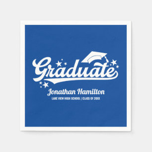 Graduate Blue Graduation Party Serviette