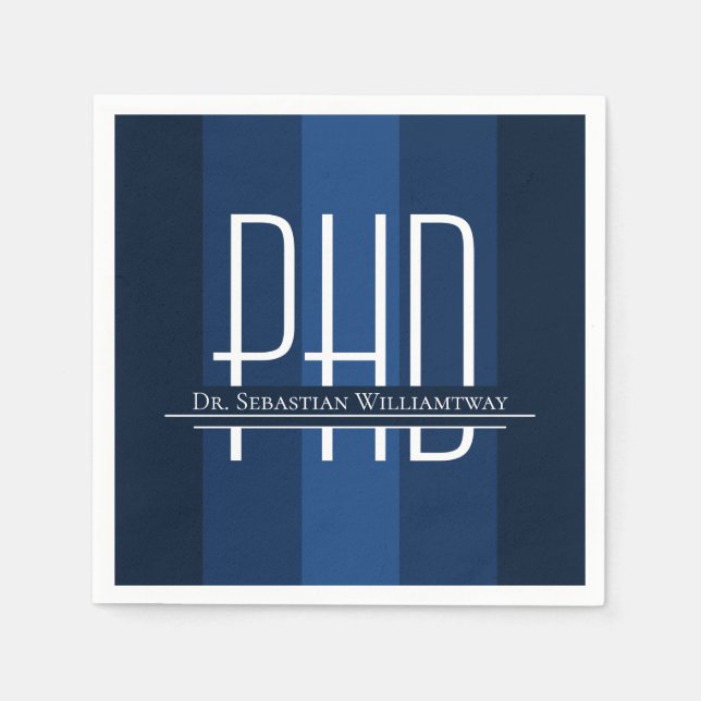 Graduate Blue PhD Graduation Party Napkins Serviette (Vorderseite)