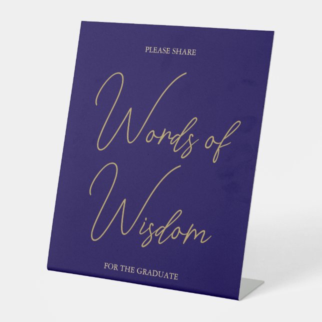 Graduate Blue Typografy Abschluss Tabletop-Zeichen Sockelschild (Vorderseite)