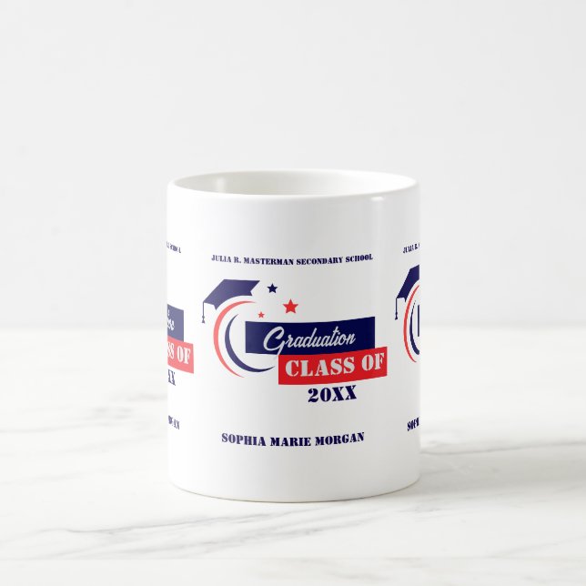 Graduate Blue White Abschluss Classic Kaffeetasse (Mittel)