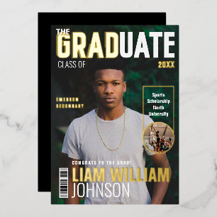 Graduate Bold Custom Grad Foto Magazine Cover Folieneinladung