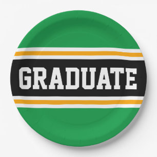GRADUATE Bright Green Black Yellow Racing Stripes Pappteller