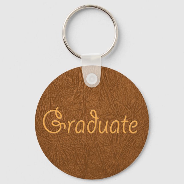 Graduate Brown Cowhide Leather Textur aussehen Schlüsselanhänger (Vorderseite)