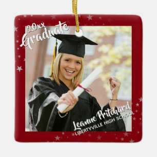 Graduate Brush Script Foto bearbeite Rot Keramikornament