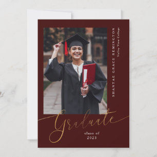 Graduate Burgundy Gold Faire-part
