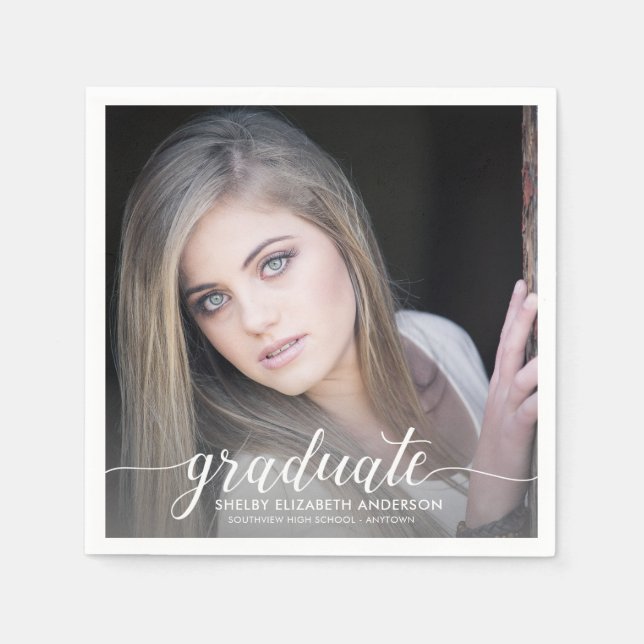 Graduate Calligraphy Foto Abschluss Serviette (Vorderseite)