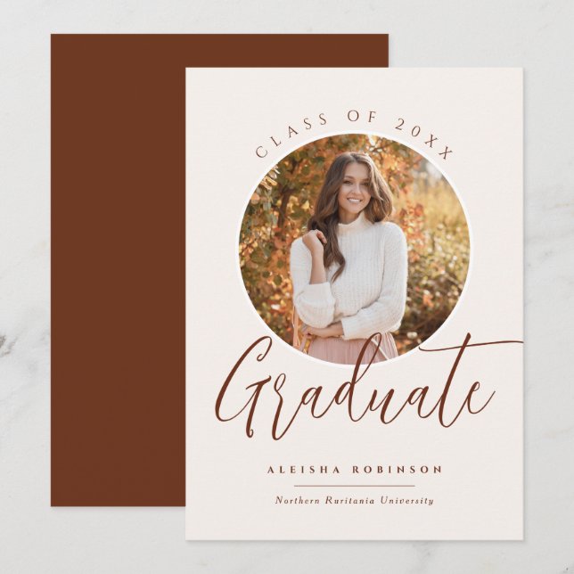 Graduate Calligraphy Uni Foto Abschluss Einladung (Vorne/Hinten)