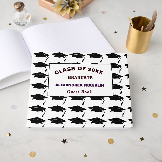 Graduate Cap Abschluss Class Party personalisieren Gästebuch (Vorderseite Offen)