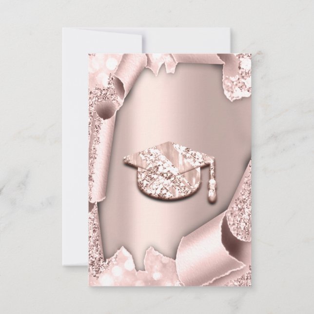 Graduate CAP Bachelorette GIRL Rose Pink 3D Einladung (Rückseite)