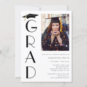 Graduate Cap Moderne Typografy Graduation Party Einladung