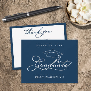 Graduate Cap Navy Blue Mitteilungskarte